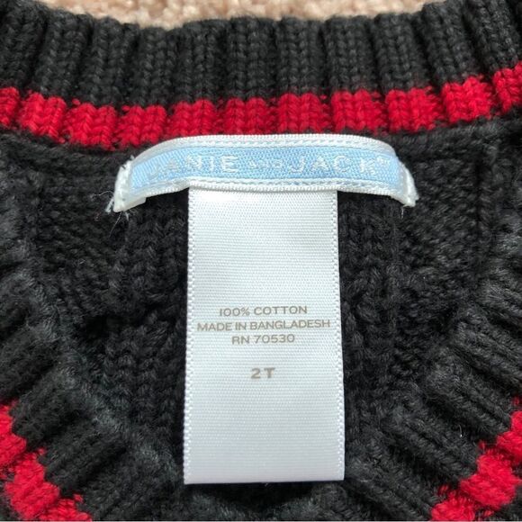 Janie and Jack Sweater Vest Boys 2T Black Red Cable Knit - Picture 4 of 5